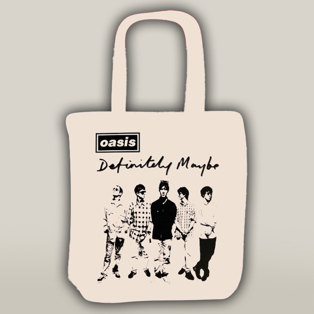 Oasis 25 Merch Definitely Maybe Tote Bag Five Oasis Members Graphic Present For Fans