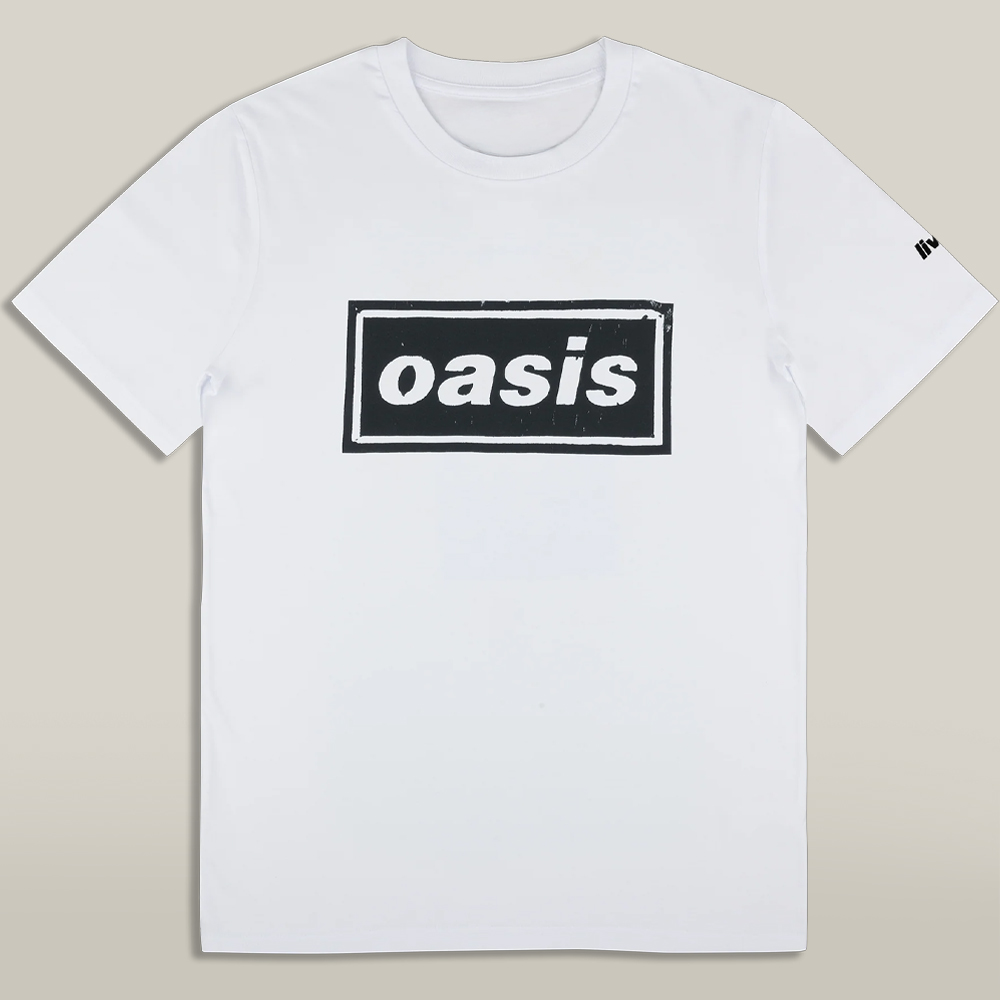 Oasis 25 Merch Live 25 Stencil Logo T Shirt White Music Tee For Collectors