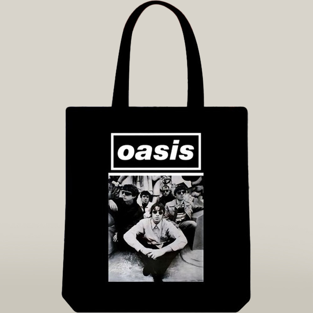 Oasis 25 Merch Tote Bag Unique Black Present For Oasis Music Enthusiasts