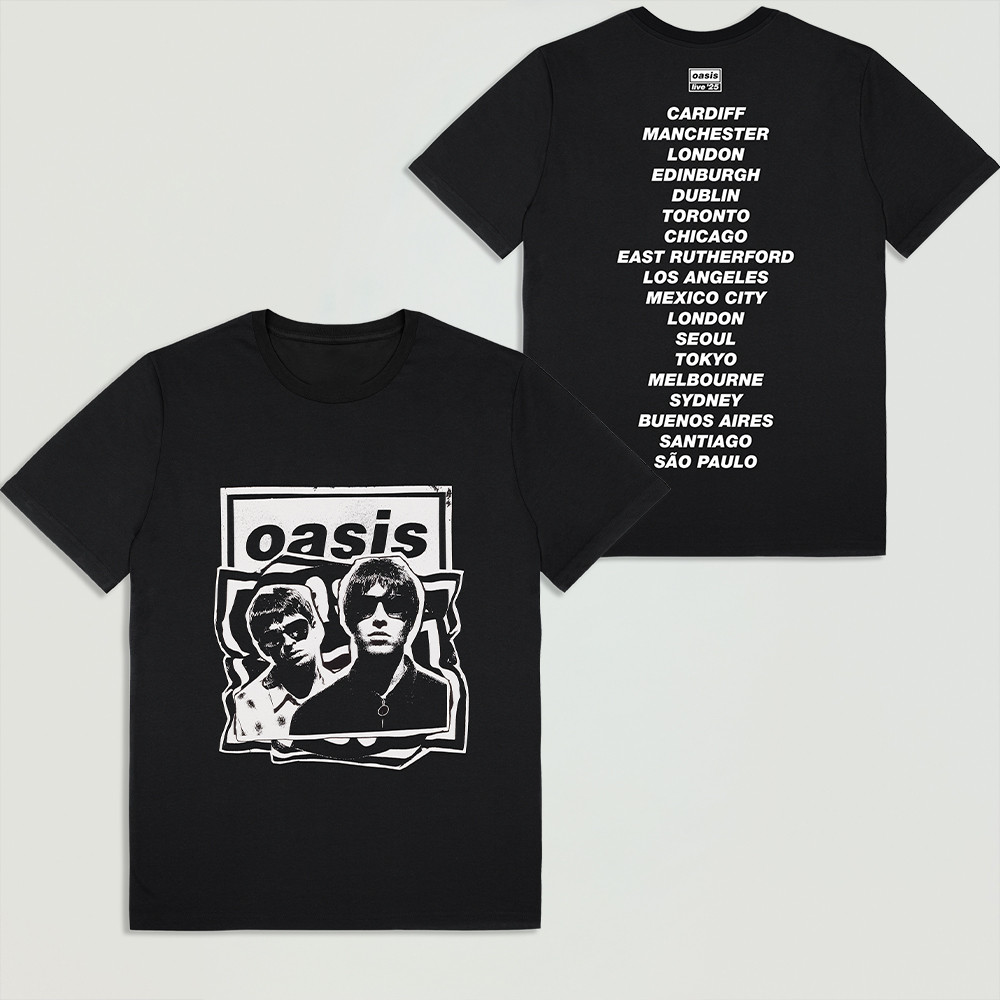 Oasis Live '25 Cut Out Photo Tour T-Shirt Black Unique Gift For Music Fans