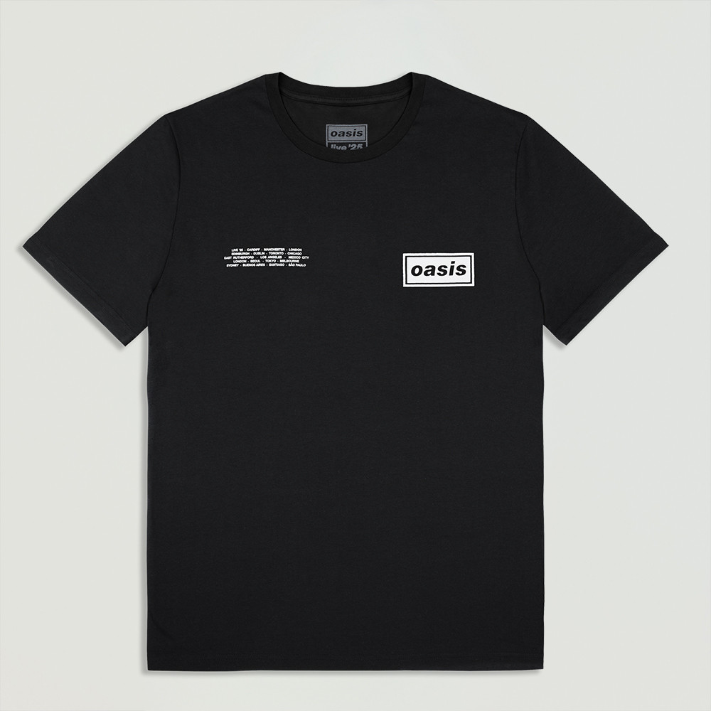 Oasis Live '25 Global Cities Logo T-Shirt Black Classic Casual Tee Gift For Music Fans