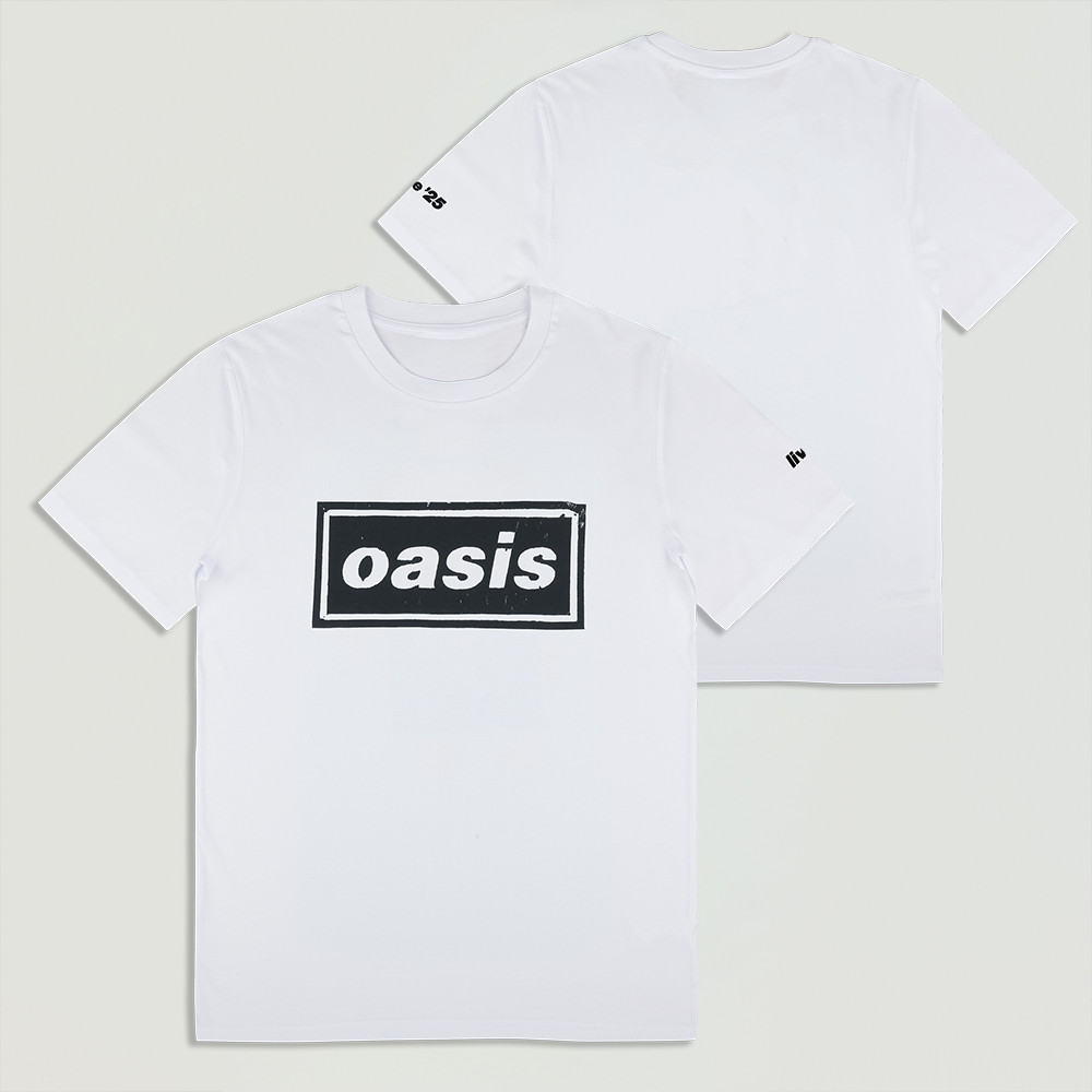 Oasis Live '25 Stencil Logo T-Shirt White Classic Casual Tee Gift For Men