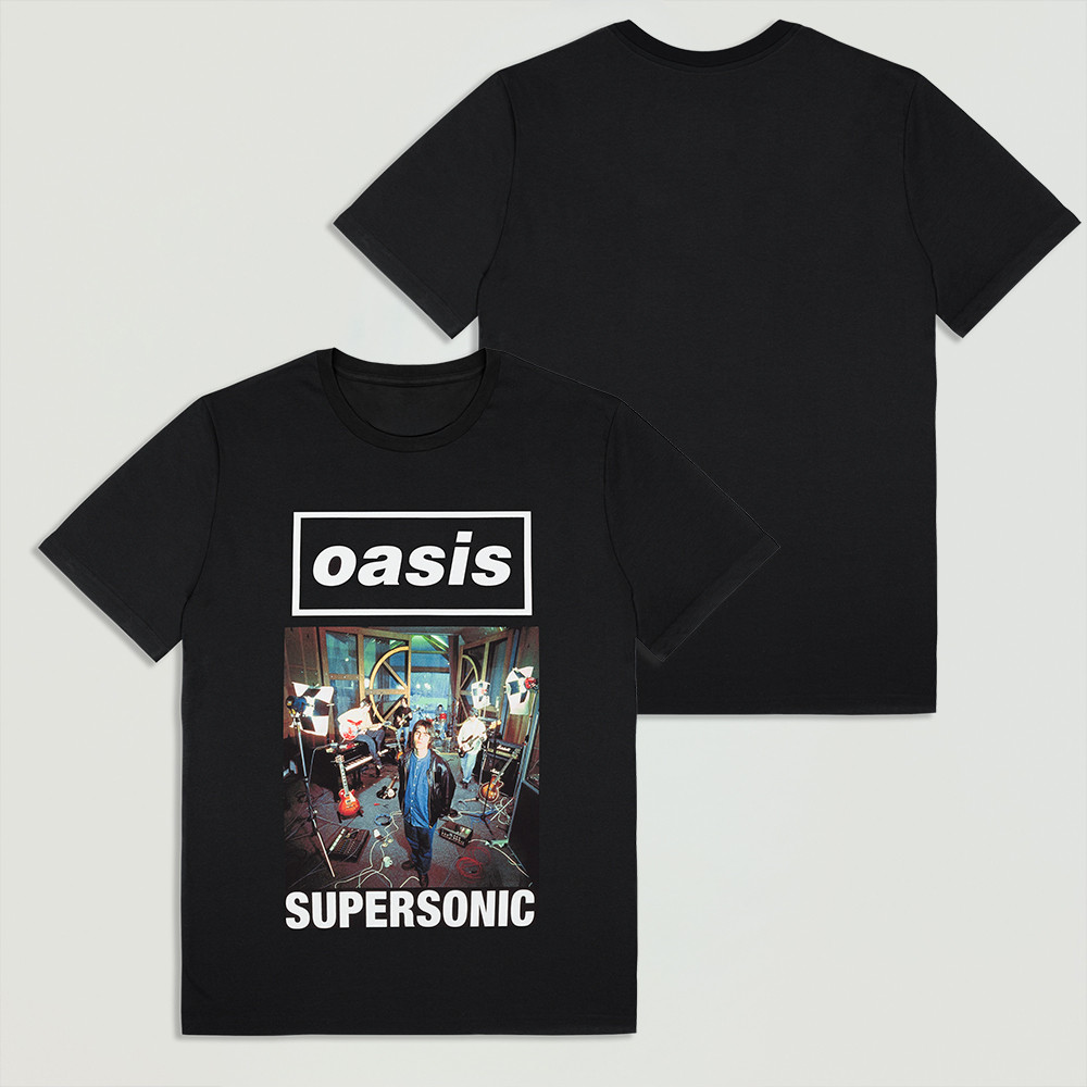 Oasis Live '25 Supersonic Cover T-Shirt Black Classic Casual Tee Best Present For Him