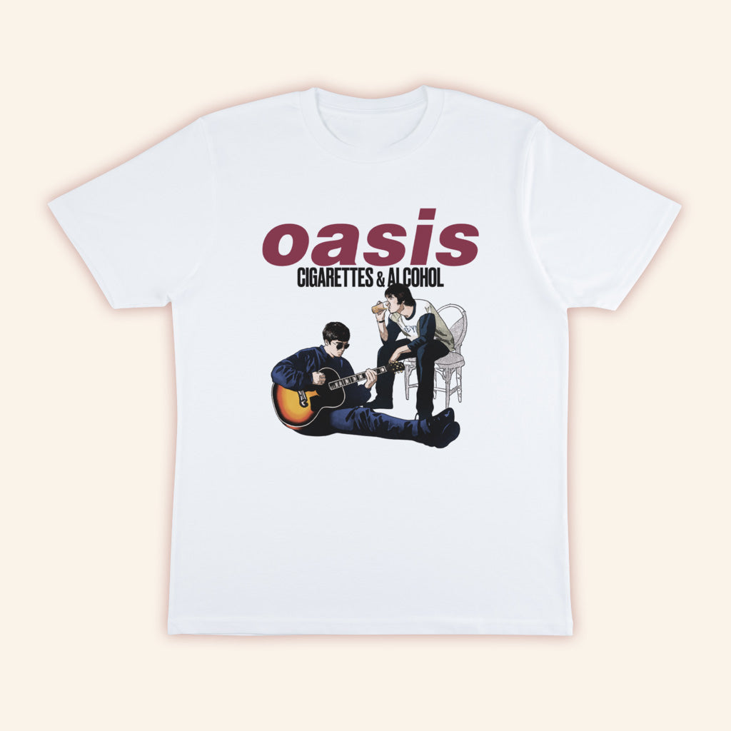 Oasis Merch 2025 Cigarettes and Alcohol Illustration T-Shirt Gifts For Friends