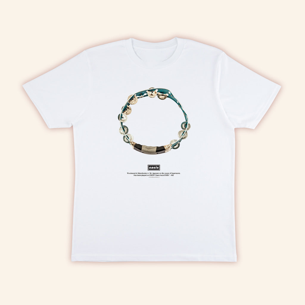 Oasis Merch 2025 DM Tamborine T-Shirt White Gifts For Her