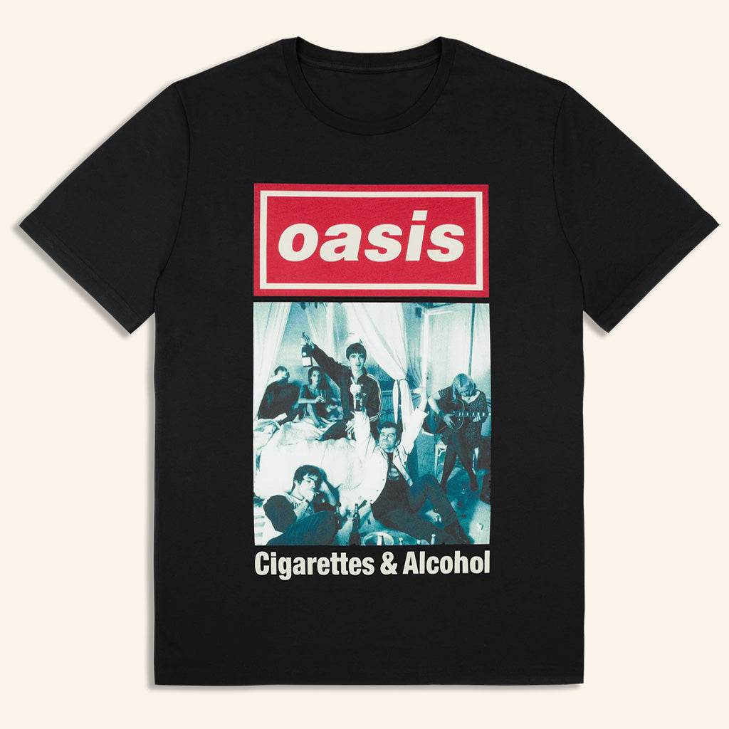 Oasis Merch 2025 Live 25 Cigarettes And Alcohol Cover T-Shirt Black Gift Ideas For Fans