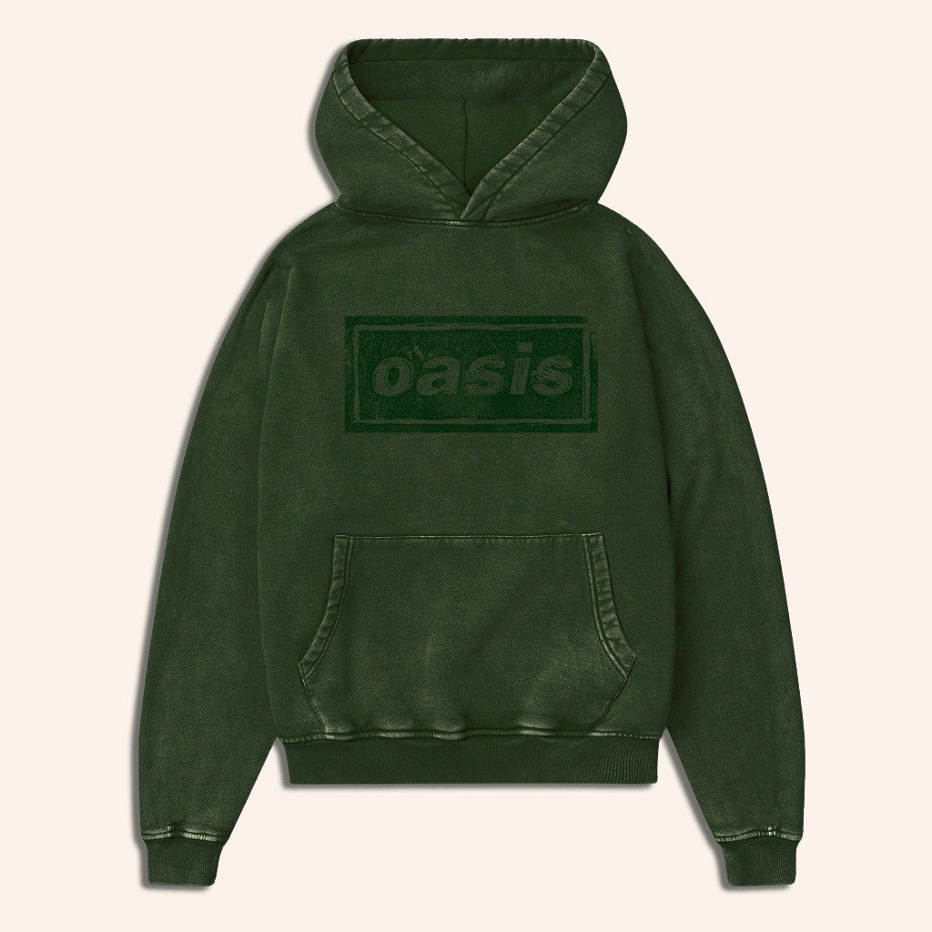 Oasis Merch 2025 Live 25 Lino Logo Hoodie Green Gift Ideas For Boyfriend
