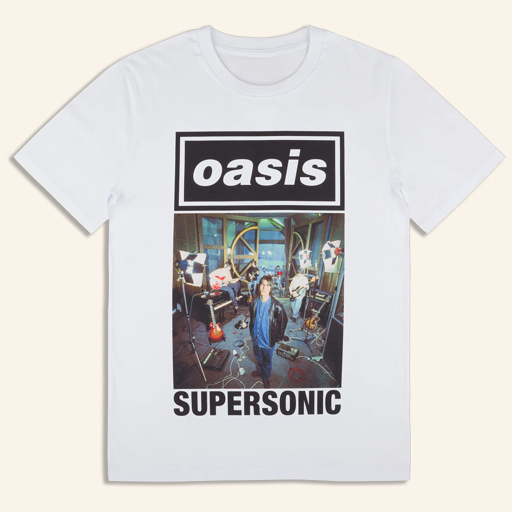 Oasis Merch 2025 Live 25 Supersonic Cover T-Shirt White Gifts For Fans