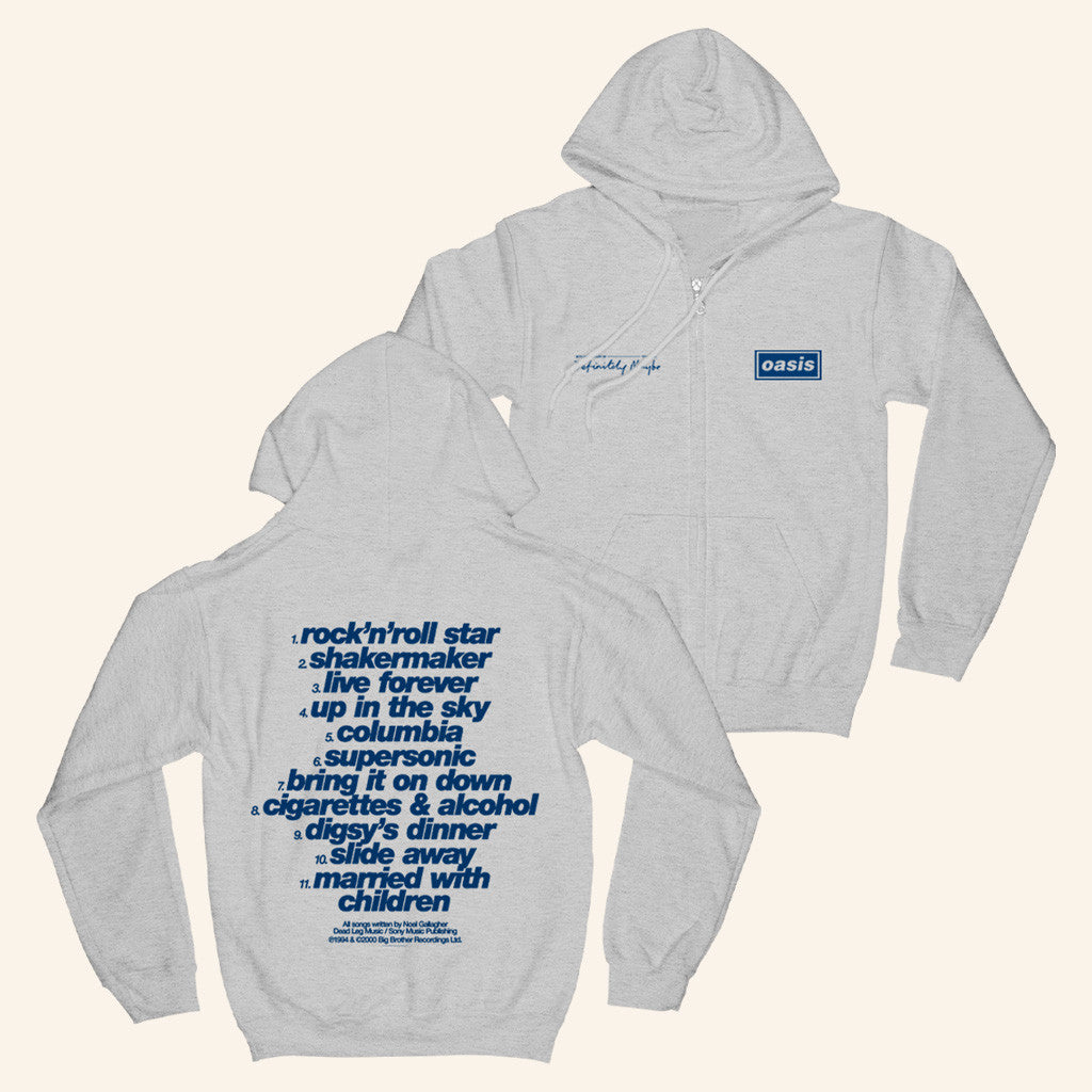 Oasis Merch 2025 Logo Tracklist Grey Hoodie Birthday Present For Wife