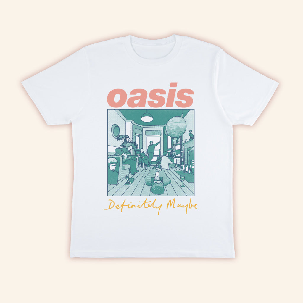 Oasis Merch 2025 Oasis Definitely Maybe Artwork T-Shirt White Unique Gifts For Friends