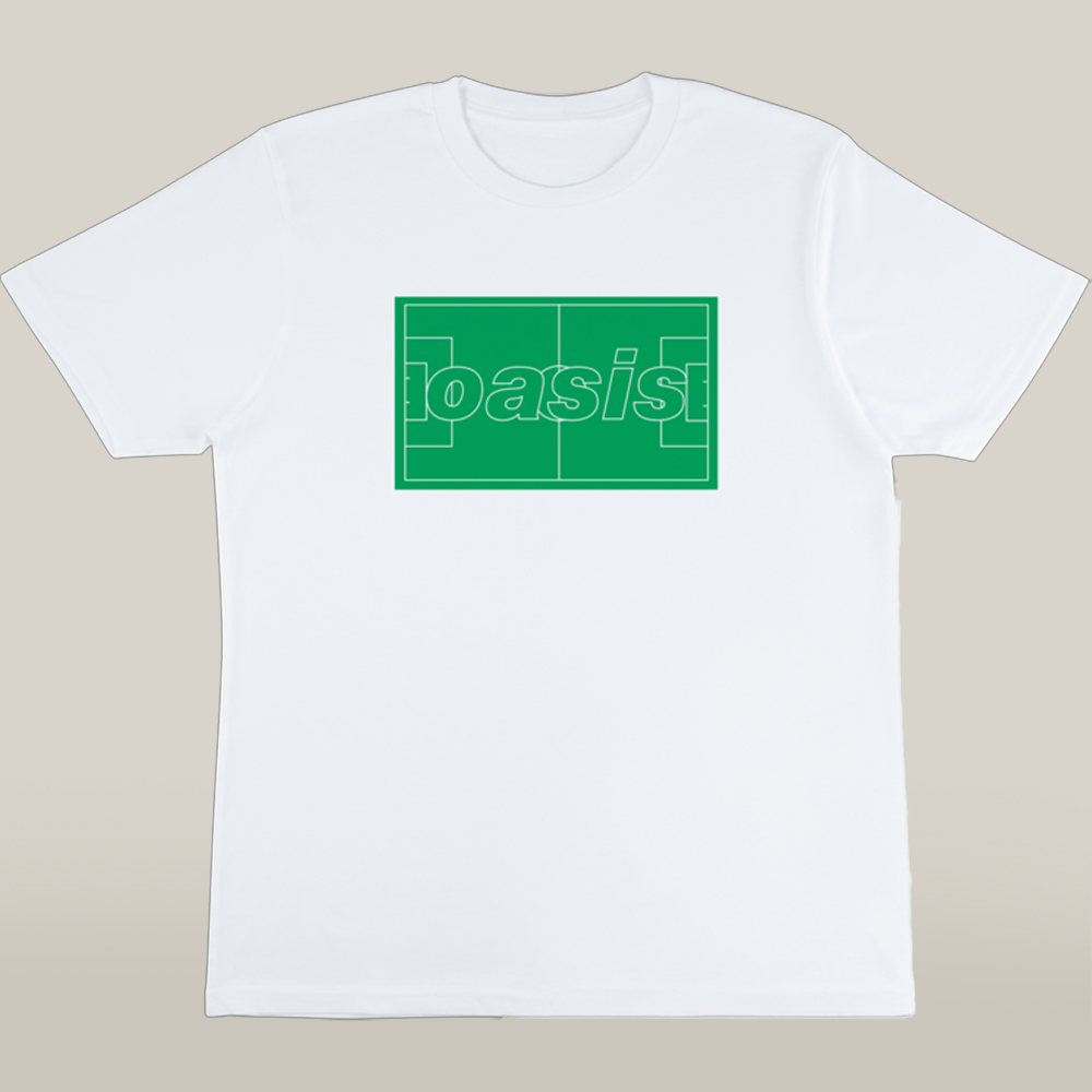 Oasis Merch Definitely Maybe Football + Logo Pitch T Shirt Gift For Him