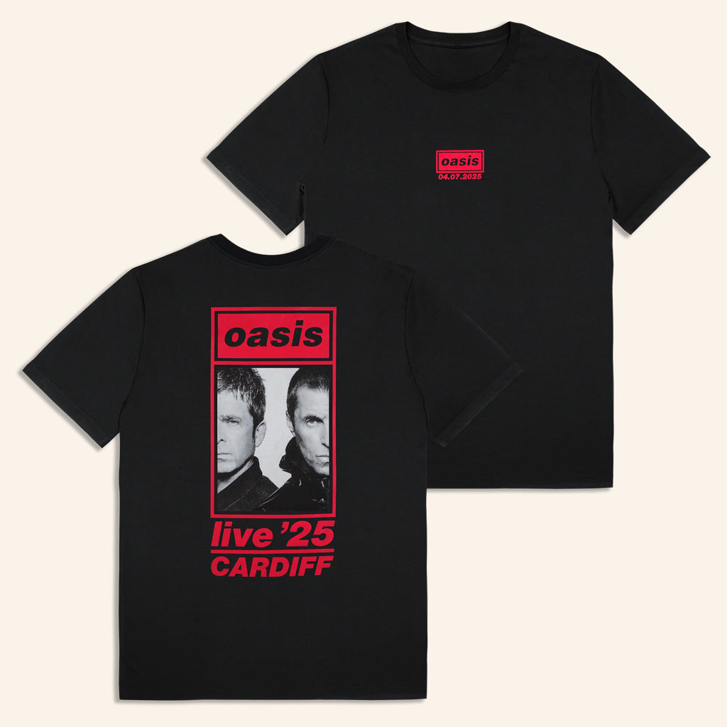 Oasis Merch Live 25 Tour 04 07 Live 25 Cardiff Event T-Shirt Black Gifts For Fans