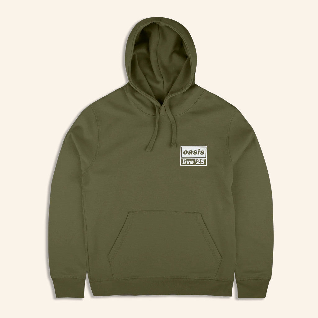 Oasis Merch Live 25 Tour Hoodie Live 25 Distressed Tour Logo Hoodie Green Best Gifts For Dudes