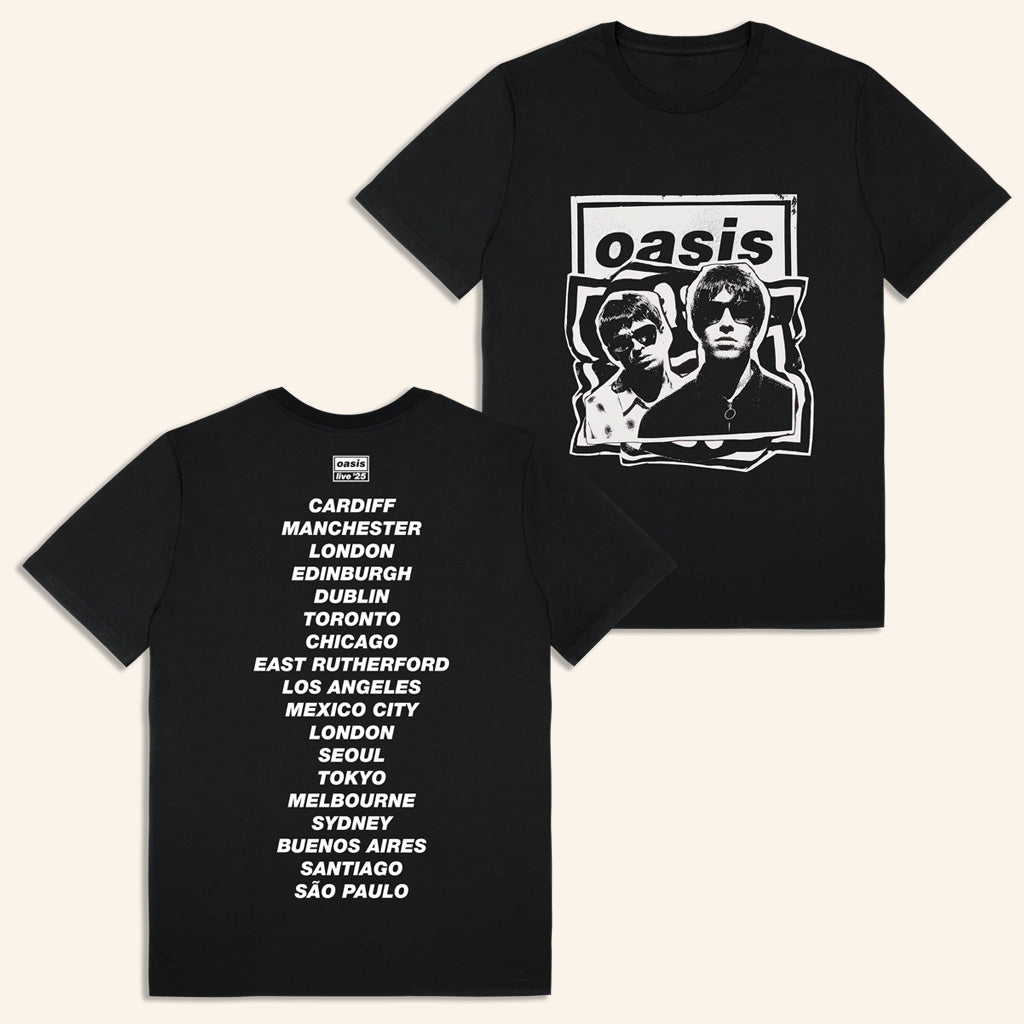 Oasis Merch Live 25 Tour Live 25 Cut Out Photo Tour T-Shirt Black Best Gifts For Dad