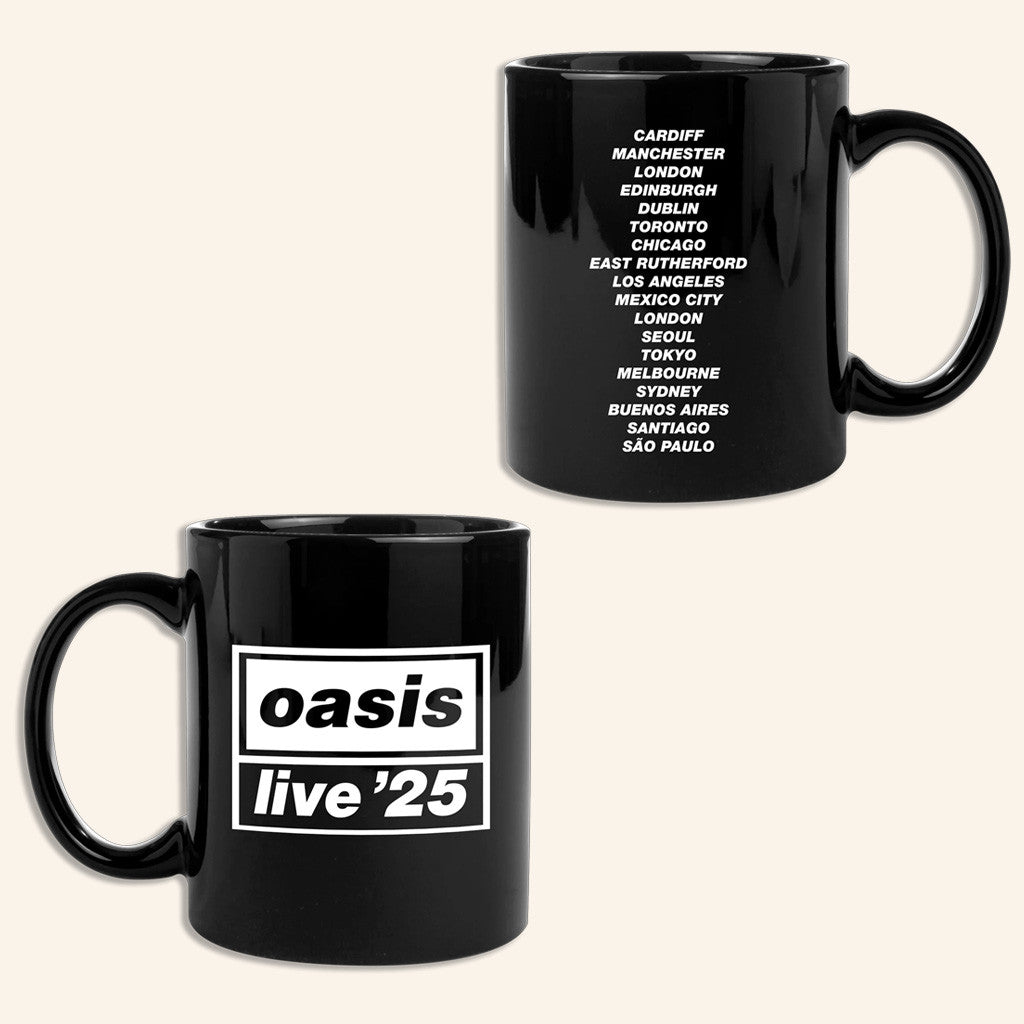Oasis Merch Live 25 Tour Mug Live 25 Logo City Mug Black Gifts For Husband