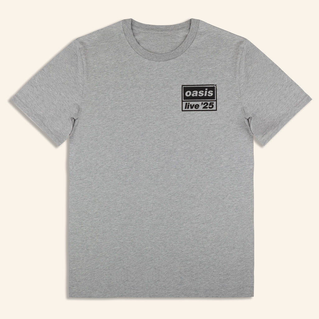 Oasis Merch Live 25 Tour Shirt Live 25 Distressed Tour Logo T-Shirt Grey Best Gifts For Dudes