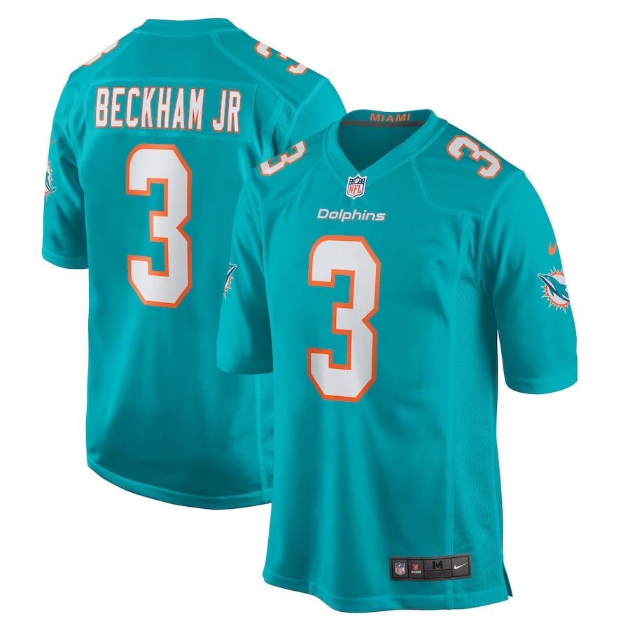 Odell Beckham Jr. 3 Miami Dolphins Game Men Jersey - Aqua - JSDV451