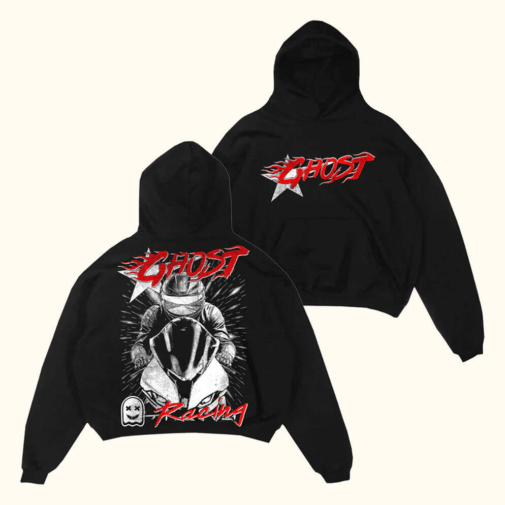 Official Ghost Racing Merch Store Star Ghost Black Hoodie Birthday Gifts For Besties