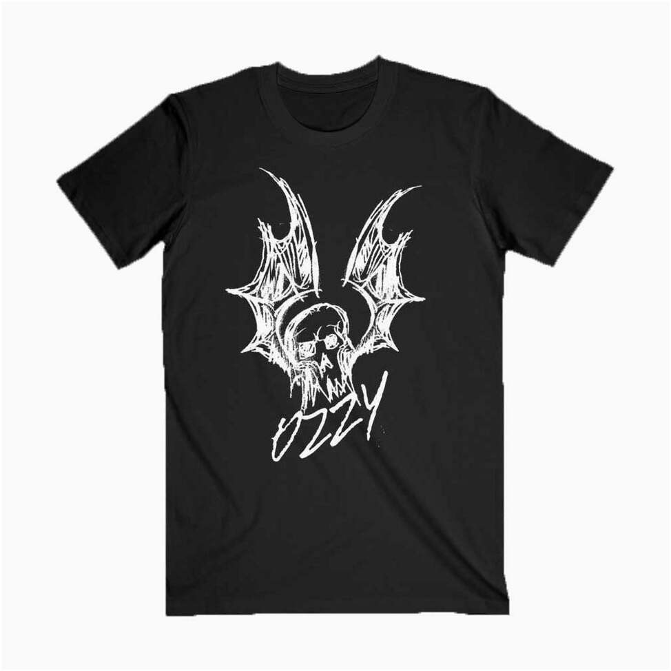 Official Ozzy Osbourne Merch Bat Sketch Black T-Shirt Gifts For Dudes Gifts For Friends