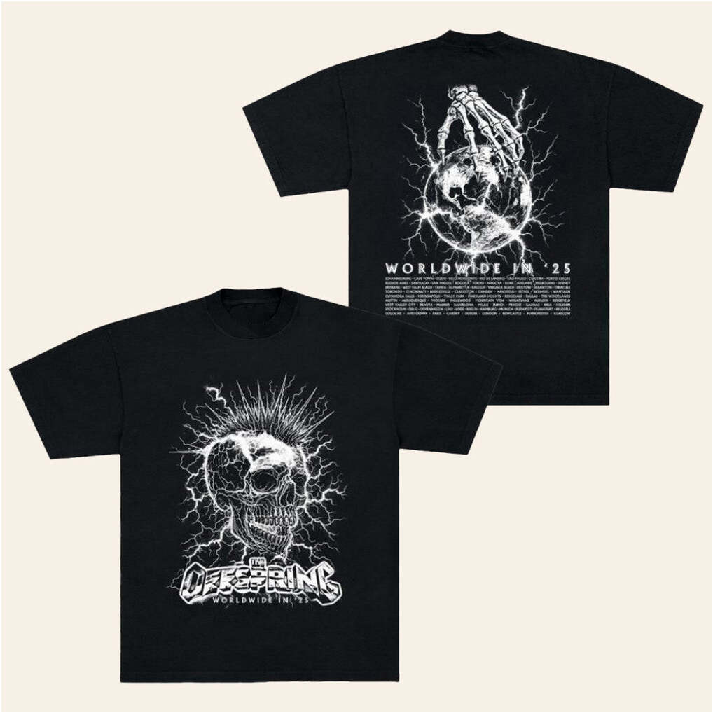 Offspring Merch Mohawk Skull 2025 Tour T-Shirt Gifts For Boyfriend Birthday Gifts For Friends