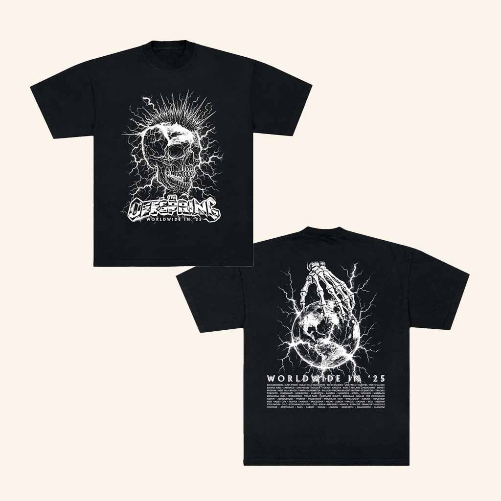 Offspring Merch Mohawk Skull 2025 Tour T-Shirt Gifts For Music Lovers