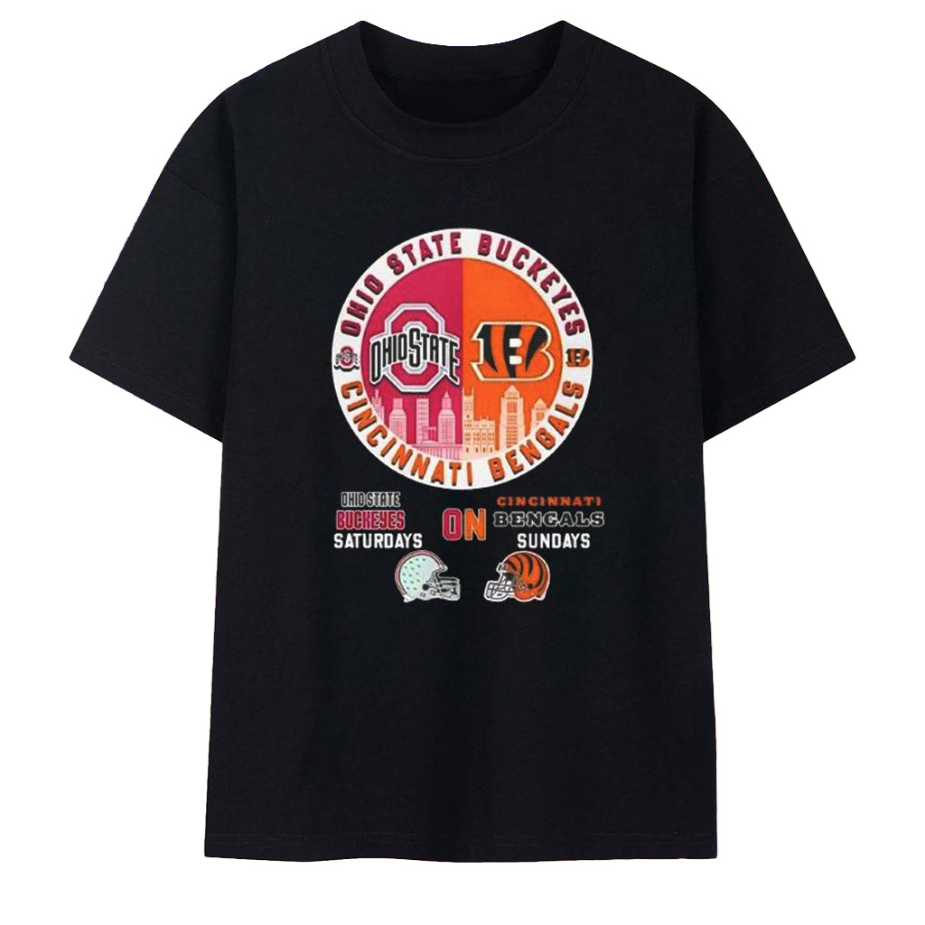 Ohio State Buckeyes On Saturdays Vs Cincinnati Bengals On Sundays Logo T-Shirt Fan Merch