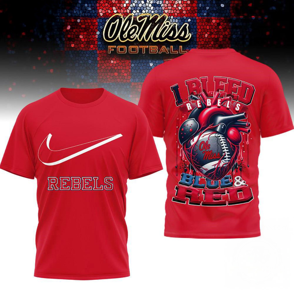 Ole Miss Rebels 2025 NCAA I Bleed Shirt Rebels Merch Gift Ideas For Football Lovers
