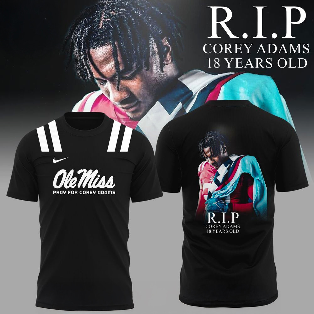 Ole Miss Rebels 2025 Pray For Corey Adams RIP T-Shirt Fan Merch Gifts For Husband