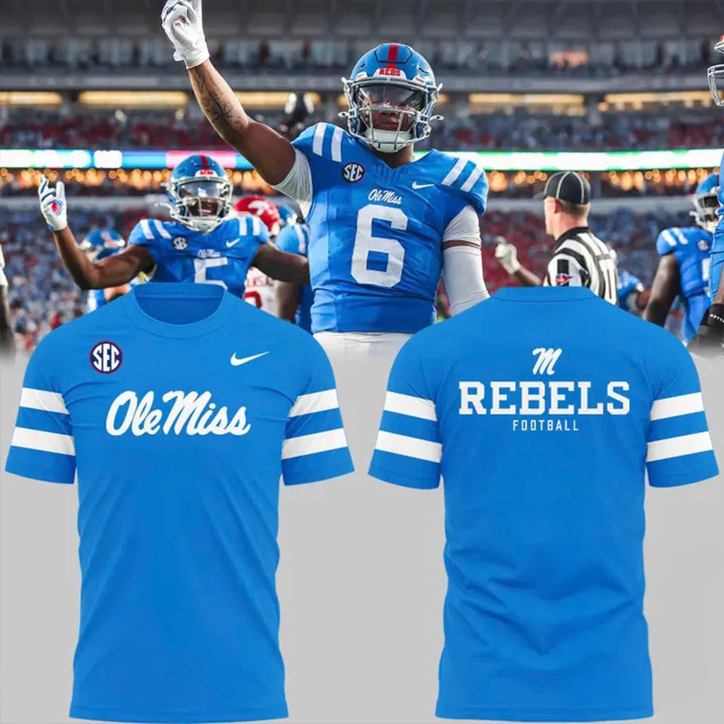 Ole Miss Rebels Football Gameday 2025 Powder Blue T-Shirt Fan Merch Gift For Husband