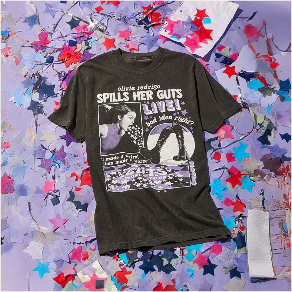 Olivia Rodrigo Spills Her GUTS Live T-Shirt Olivia Rodrigo Merch Birthday Gifts For Fans
