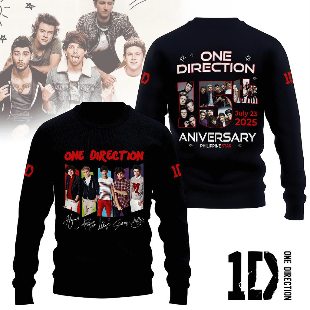 One Direction 15th Anniversary 2025 Sweatshirt Fan Merch Gifts For Boyfriend