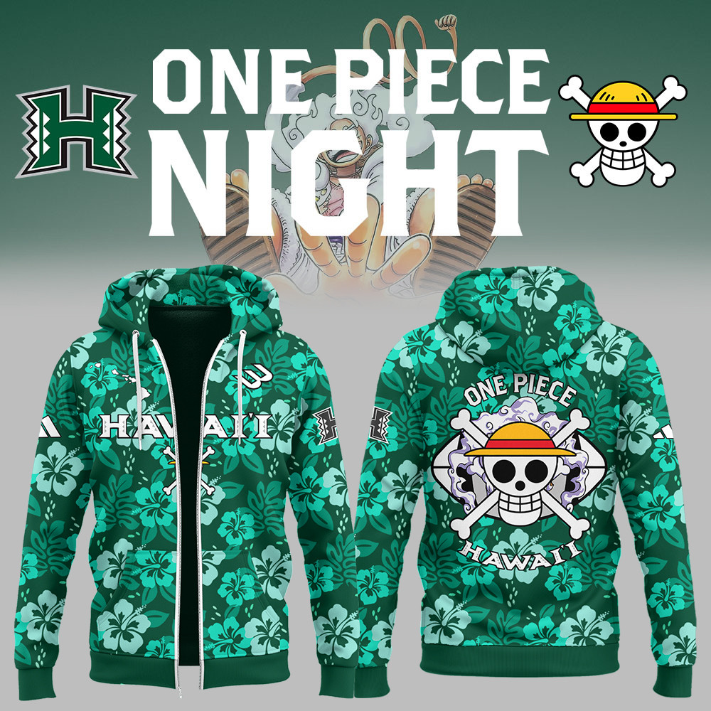 One Piece X Hawaii Athletics Football Zip Hoodie Gifts For Football Fan