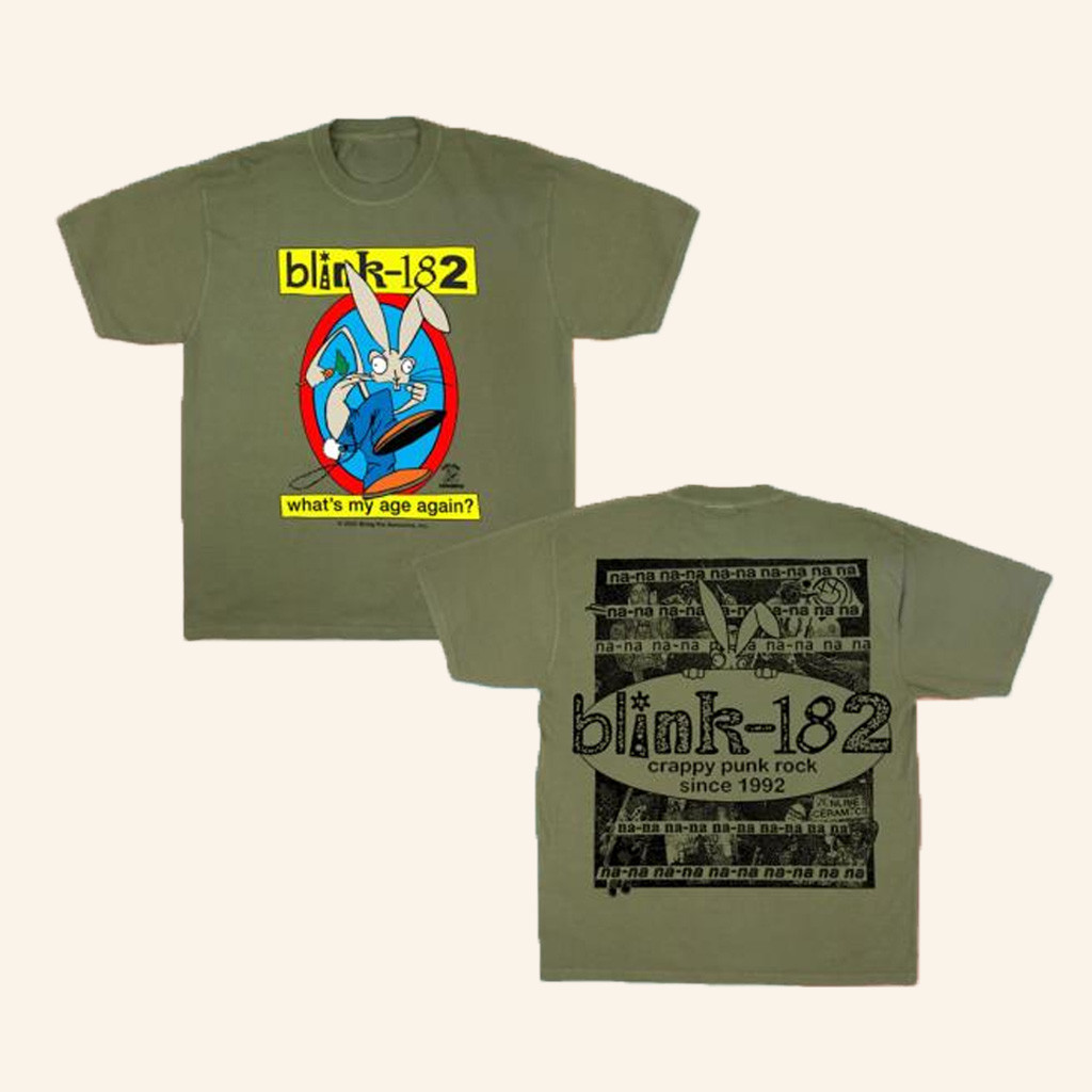 Online Ceramics Merch Blink-182 What's My Age Again Green T-Shirt Friends Gifts