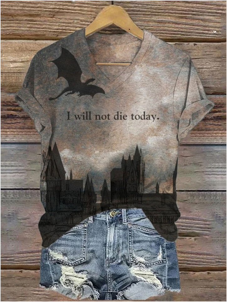 Onyx Storm V-neck T-Shirt I Will Not Die Today Onyx Storm Merch Iron Flame Shirt