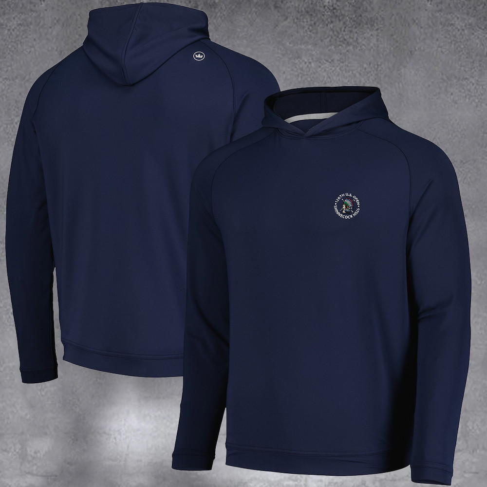Open Peter Millar Navy Pine Performance Pullover Hoodie Gifts For Golf Supporters