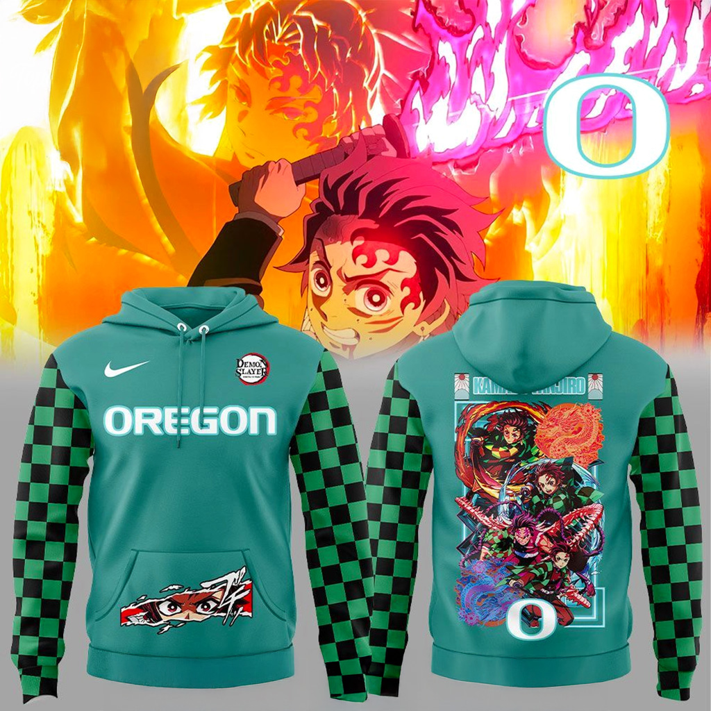 Oregon Ducks X Demon Slayer Kamado Tanjiro Hoodie Oregon Ducks Merch Gifts For Fans
