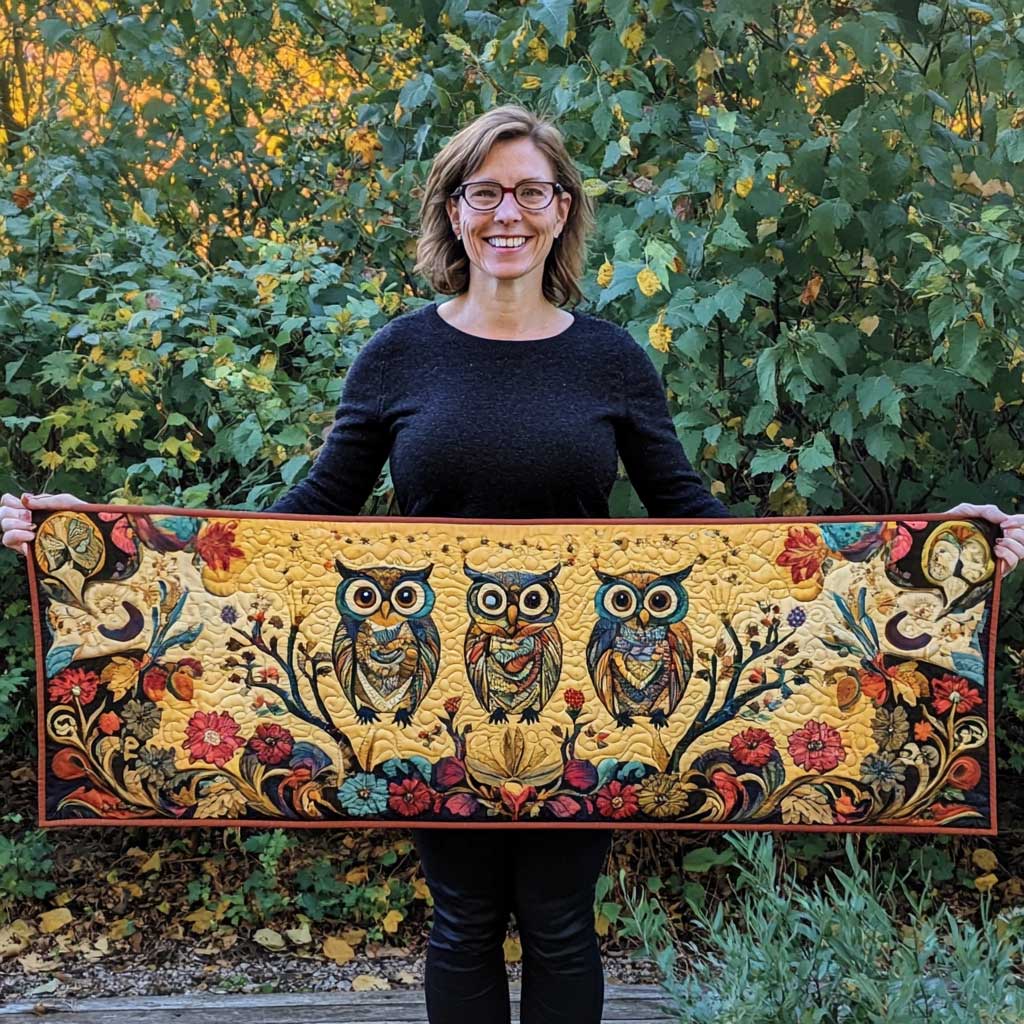 Owl Quilted Table Runner Dining Home Decorations Owl Christmas Gifts For Him Her