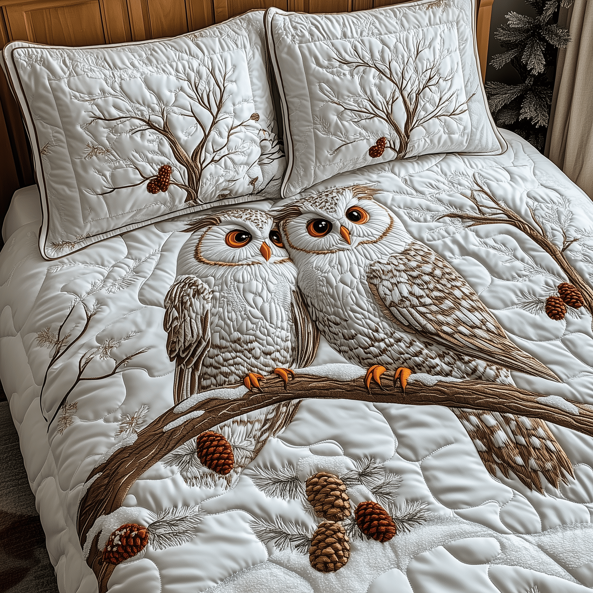 Owls in Love Quilted Bedding Set Duvet Cover Bedspread Set Items Mom And Daughter Gifts