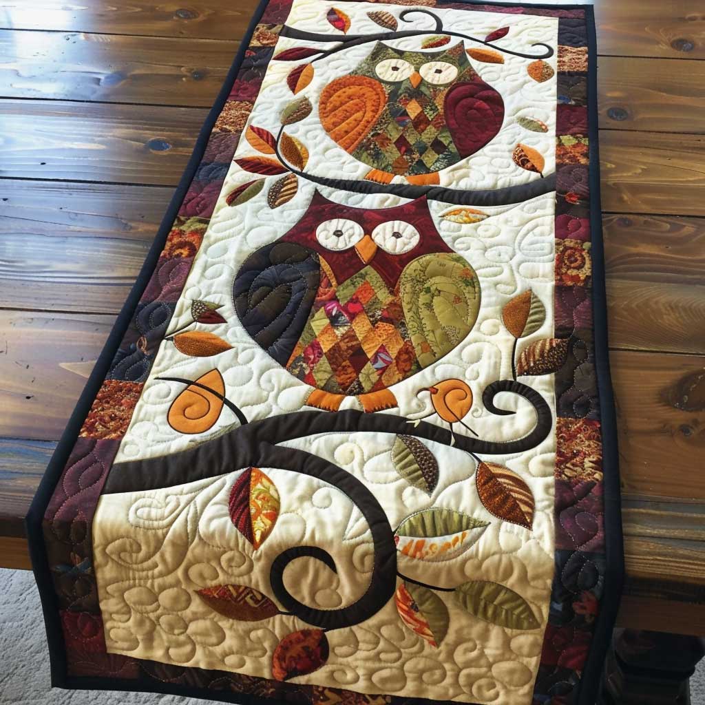 Owls Quilted Table Runner Decorations Items Owl Christmas Presents For Men Women