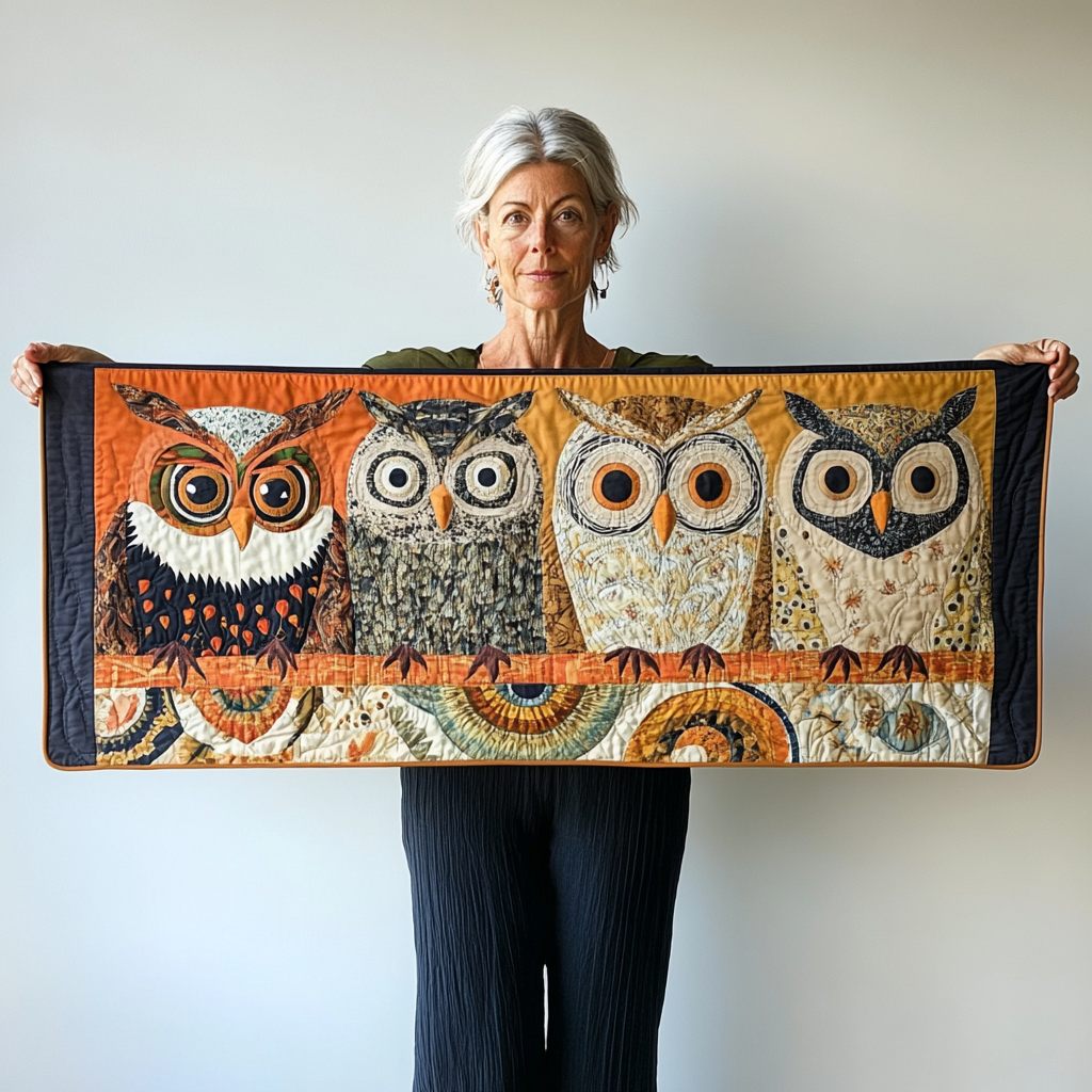 Owls Quilted Table Runner Decorations Owl Best Christmas Presents For Men Women