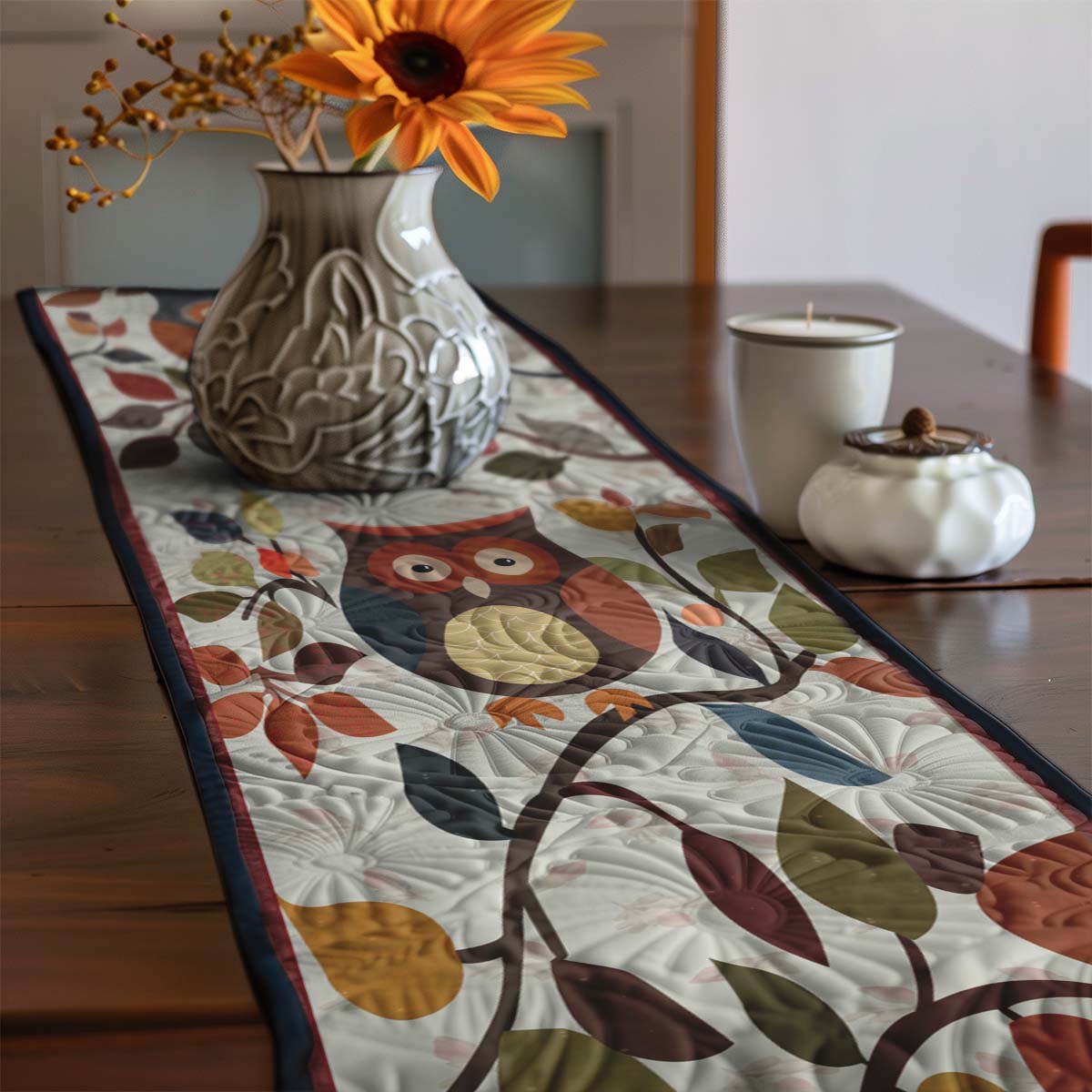 Owls Quilted Table Runner Decorations Owl Christmas Presents For Men Women