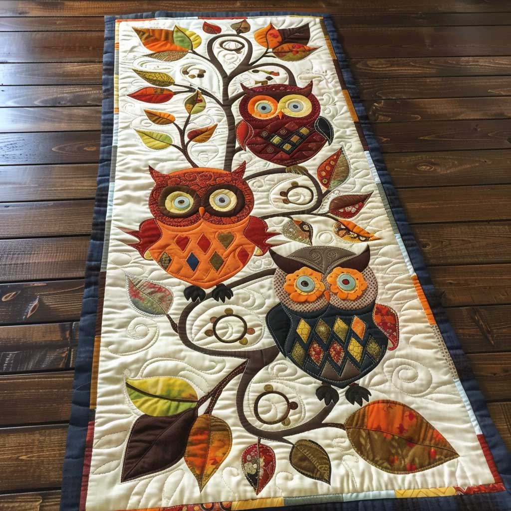 Owls Quilted Table Runner Decorations Themed Items Christmas Gift For Owl Lovers