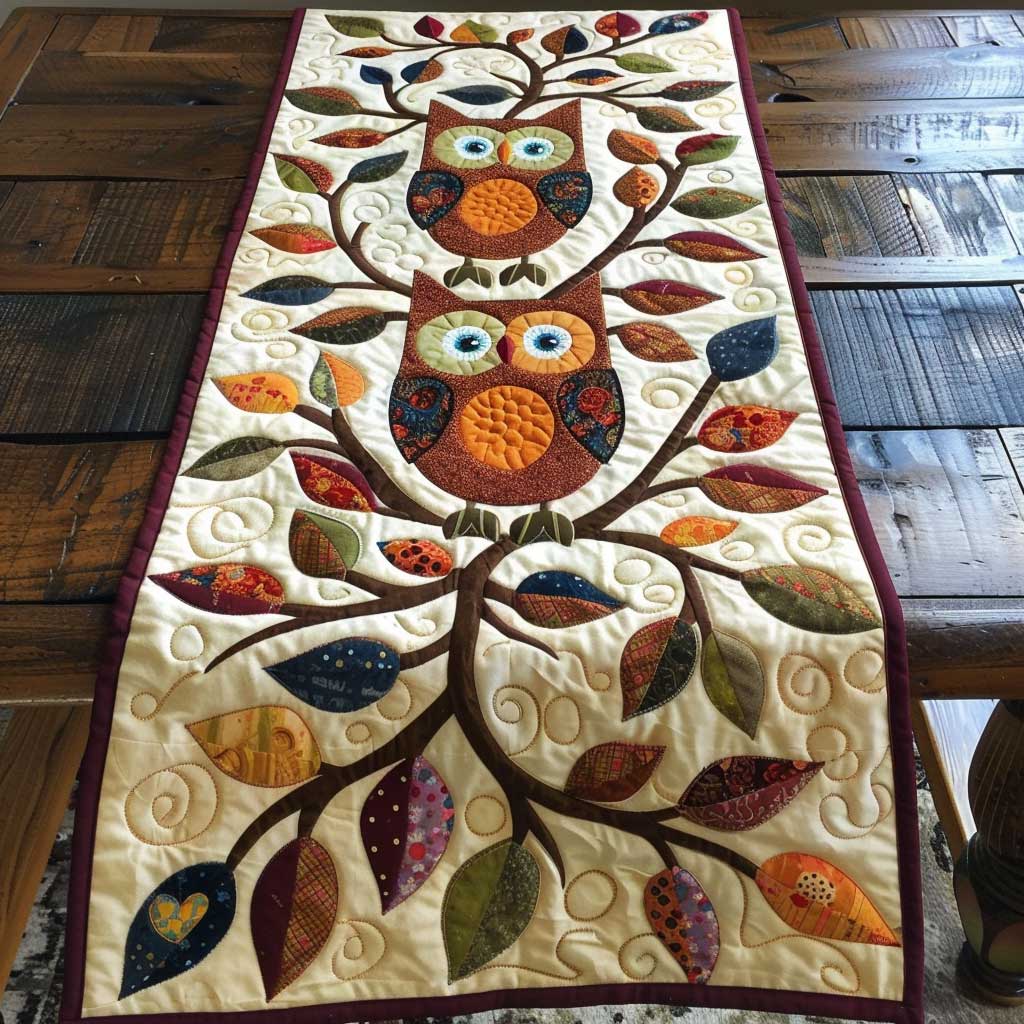 Owls Quilted Table Runner Dining Home Decorations Owl Christmas Gifts For Him Her