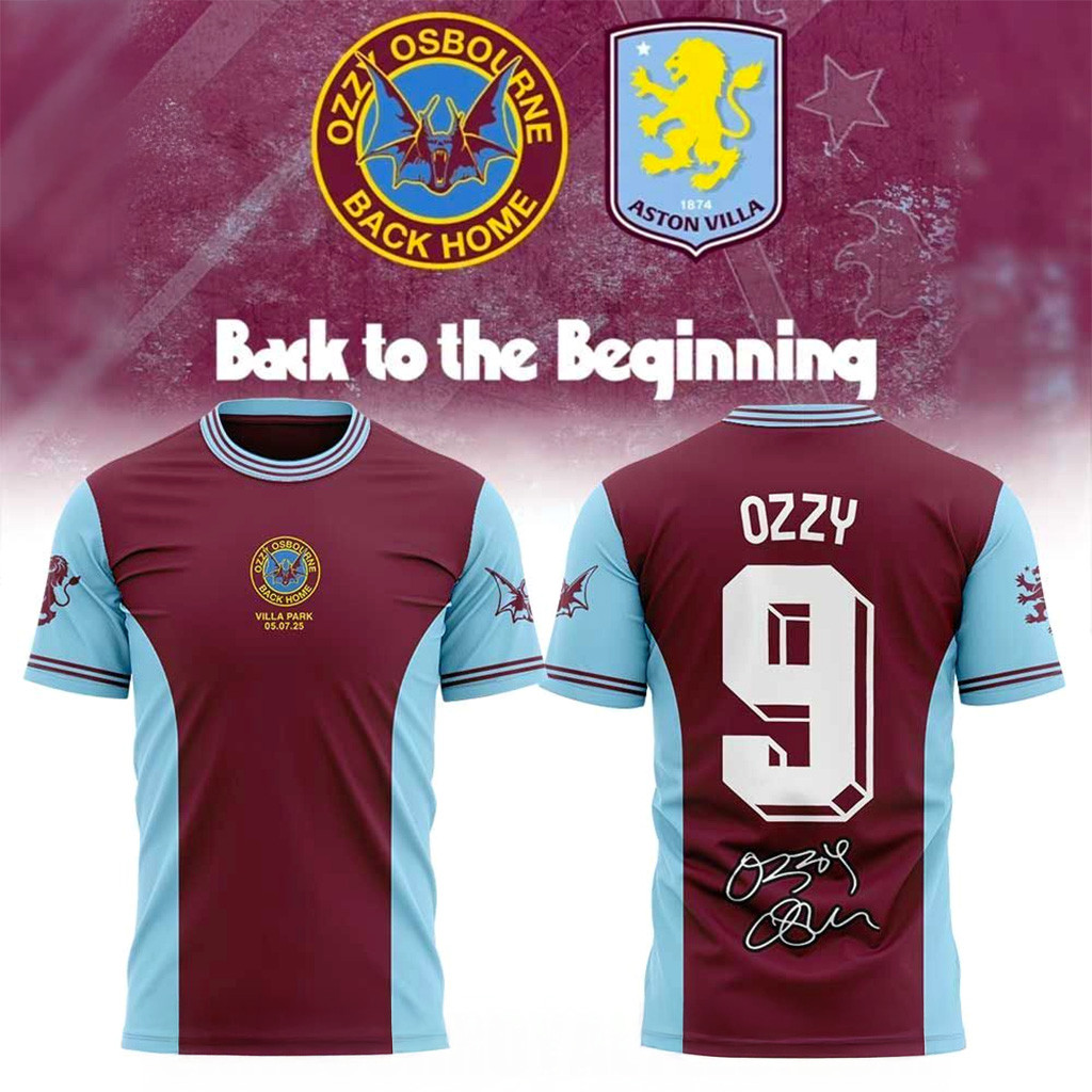 Ozzy Osbourne X Aston Villa Back Home Collection Signature T-Shirt Ozzy Osbourne RIP Merch