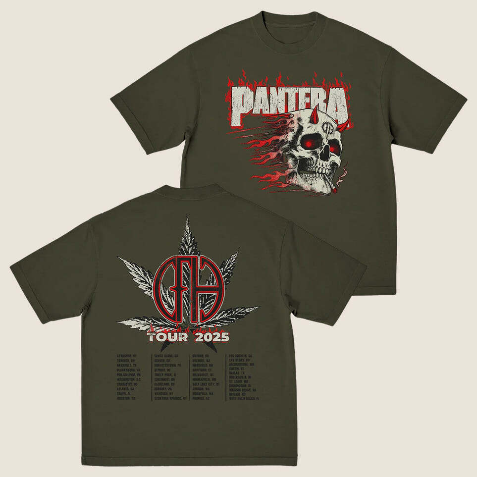 Pantera Merch Smoking Skull 2025 Tour T-Shirt Good Gifts For Boyfriend Birthday Gifts For Fans