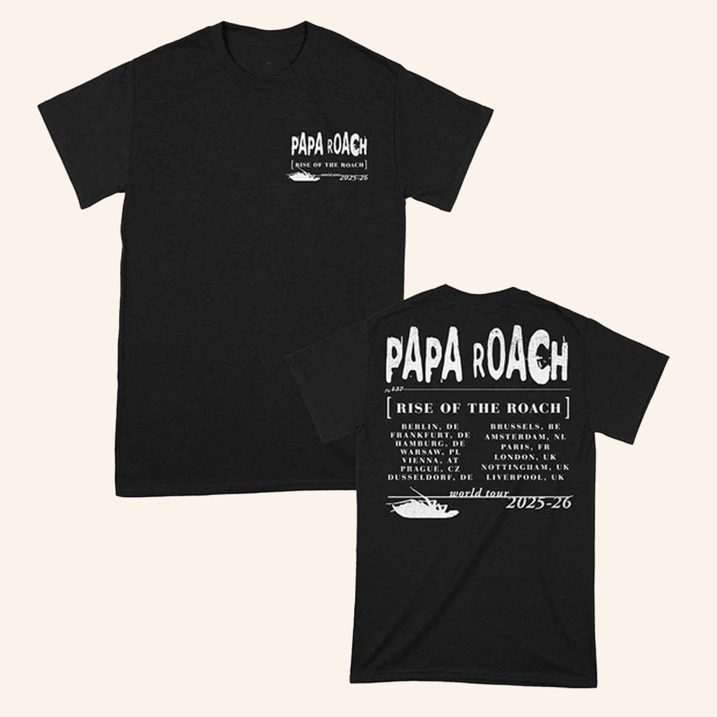 Papa Roach Merch Rise Of The Roach 2025 North American Tour T-Shirt Gifts For Fans