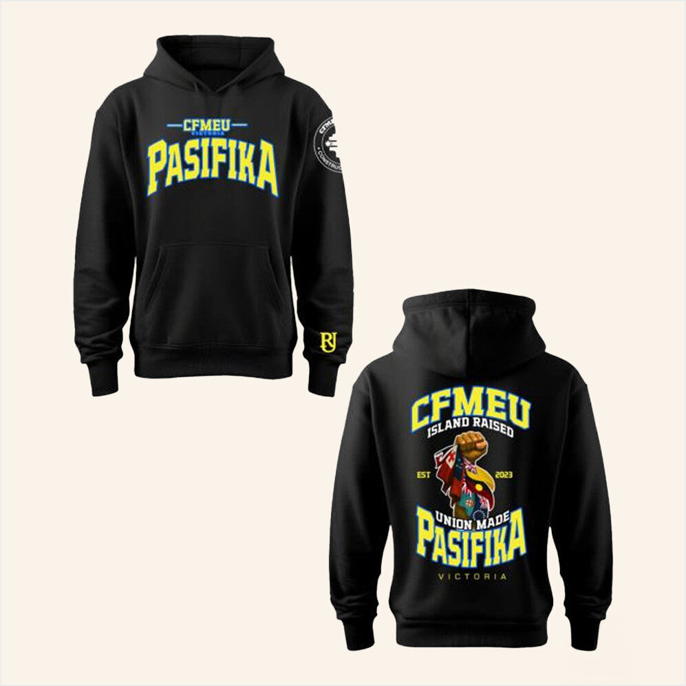 Pasifika Union Raised Yellow And Blue Hoodie CFMEU Merch Best Friend Birthday Gifts