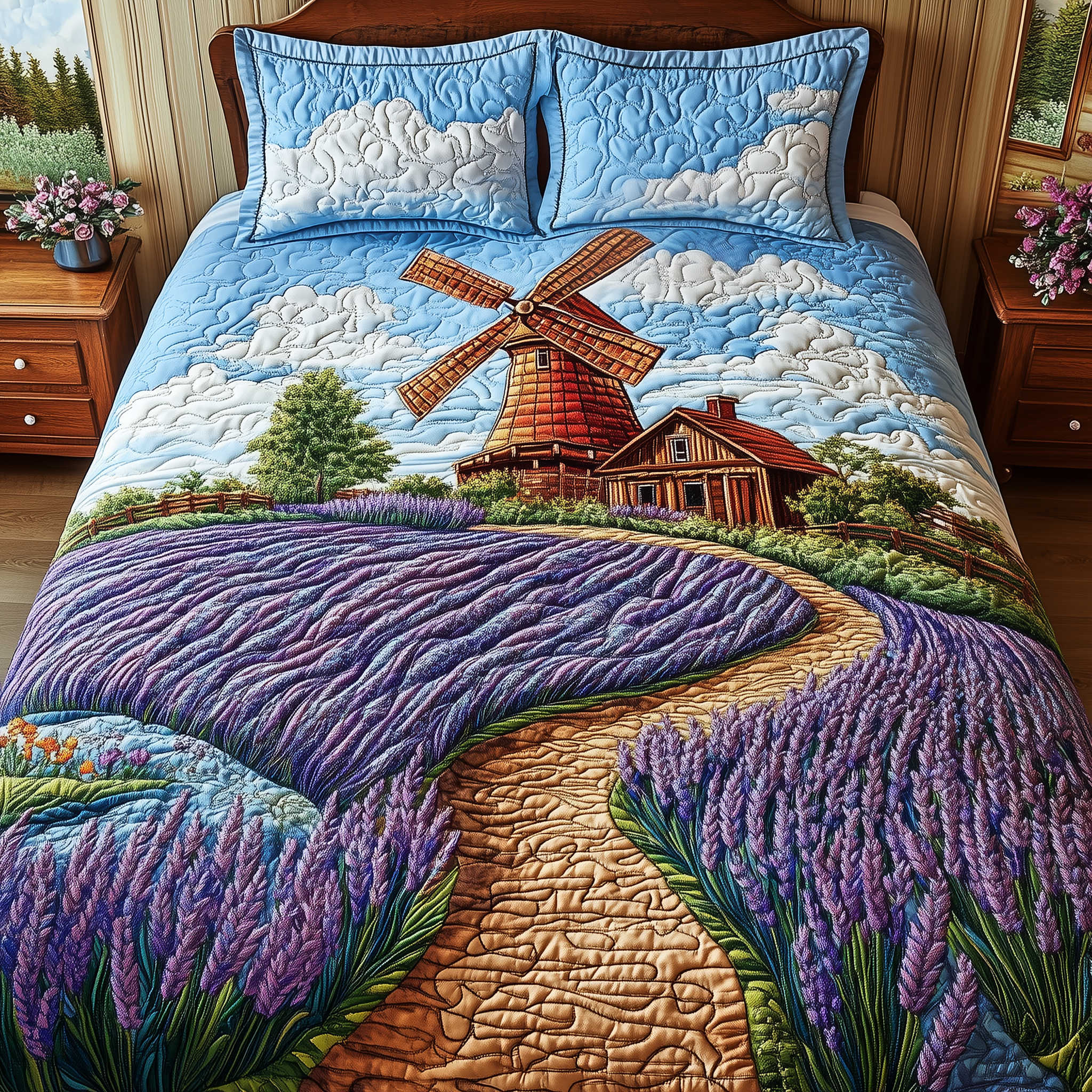 Pastoral Lavender Bliss Quilted Bedding Set Duvet Cover Bedspread Set Item Top 10 Mother's Day Gift Ideas