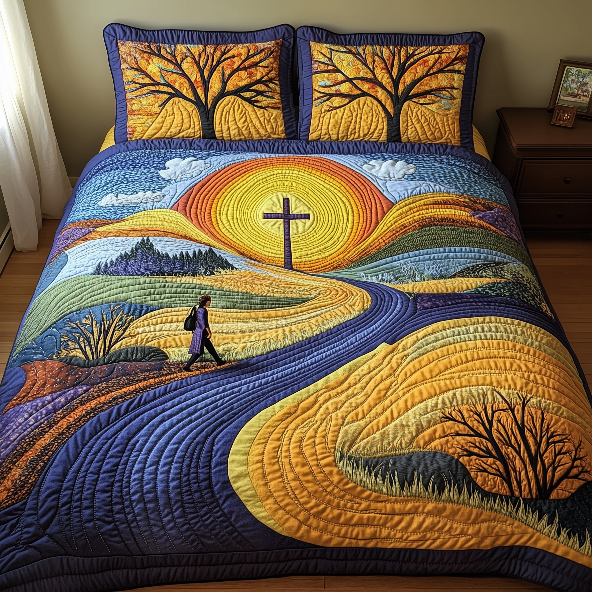 Path of Grace Quilted Bedding Set Duvet Cover Bedspread Set Item Great Gifts For Mom Mother's Day