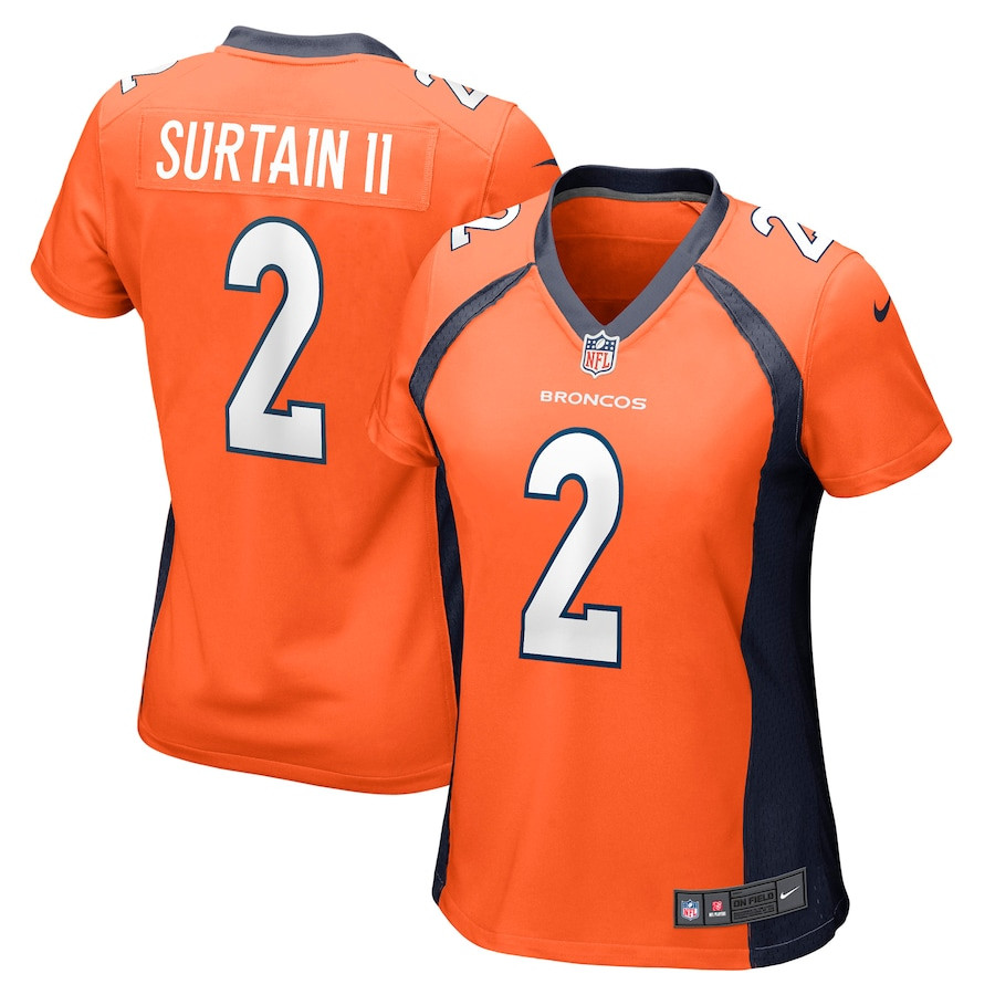 Patrick Surtain II 2 Denver Broncos Women Game Jersey - Orange - JS631